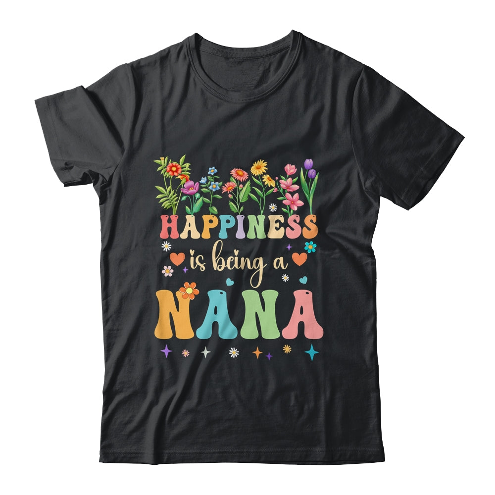 Happiness Is Being A Nana Floral Design Nana Mothers Day Shirt & Tank Top | teecentury