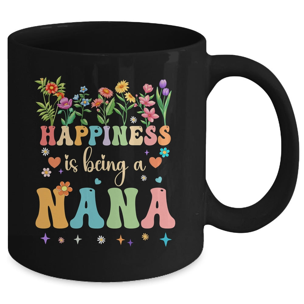 Happiness Is Being A Nana Floral Design Nana Mothers Day Mug | teecentury
