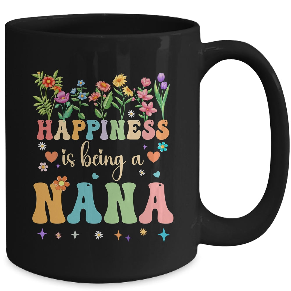 Happiness Is Being A Nana Floral Design Nana Mothers Day Mug | teecentury