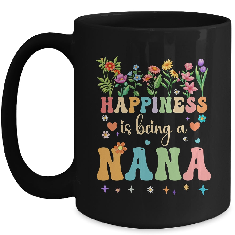 Happiness Is Being A Nana Floral Design Nana Mothers Day Mug | teecentury