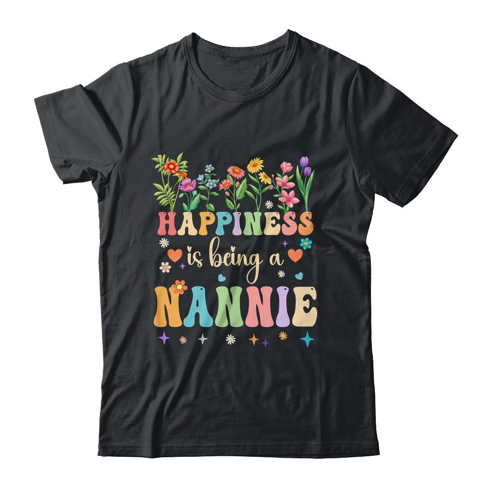 Happiness Is Being A Nannie Floral Design Nannie Mothers Day Shirt & Tank Top | teecentury