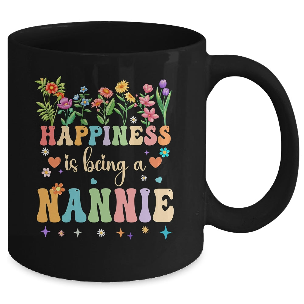 Happiness Is Being A Nannie Floral Design Nannie Mothers Day Mug | teecentury