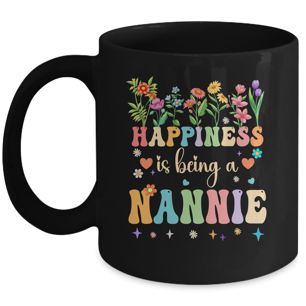 Happiness Is Being A Nannie Floral Design Nannie Mothers Day Mug | teecentury