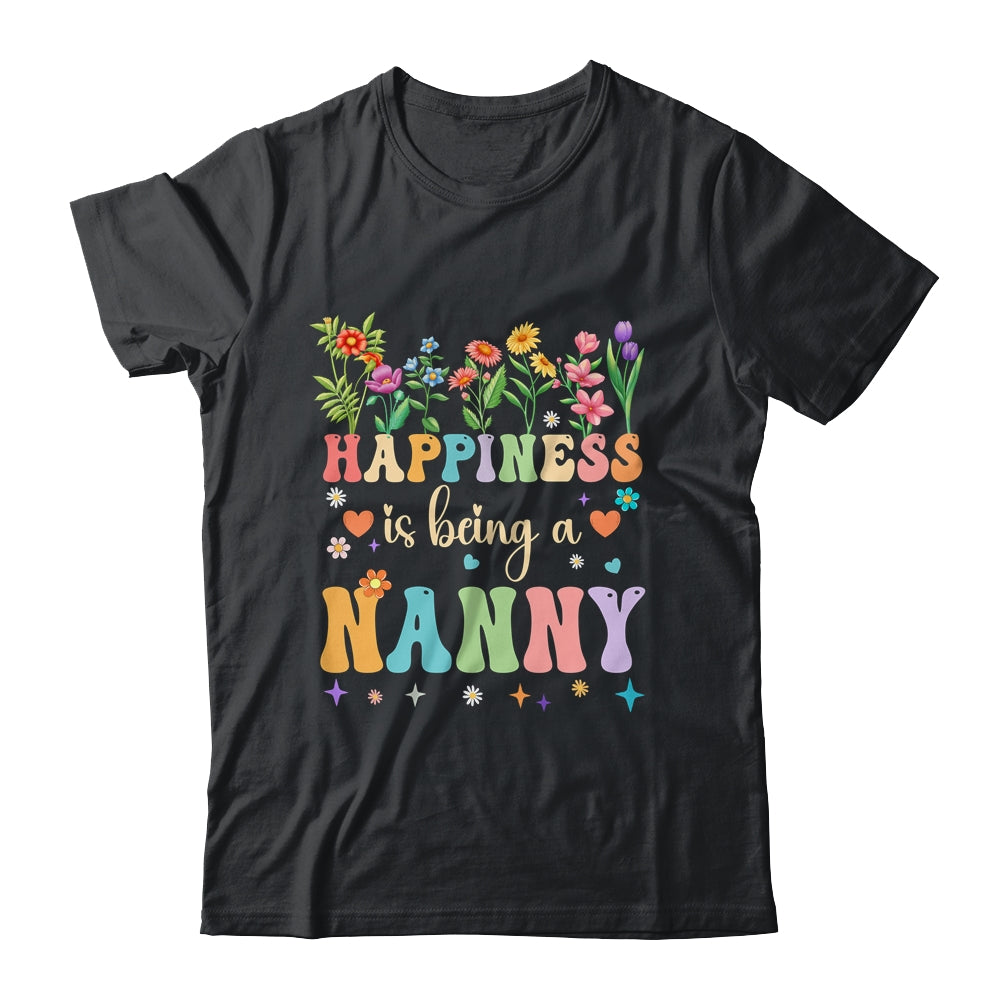 Happiness Is Being A Nanny Floral Design Nanny Mothers Day Shirt & Tank Top | teecentury
