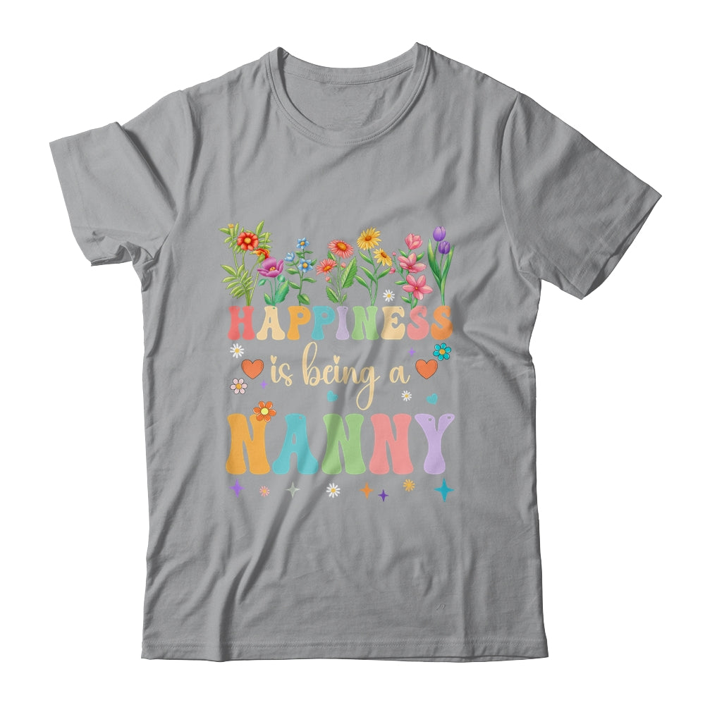 Happiness Is Being A Nanny Floral Design Nanny Mothers Day Shirt & Tank Top | teecentury