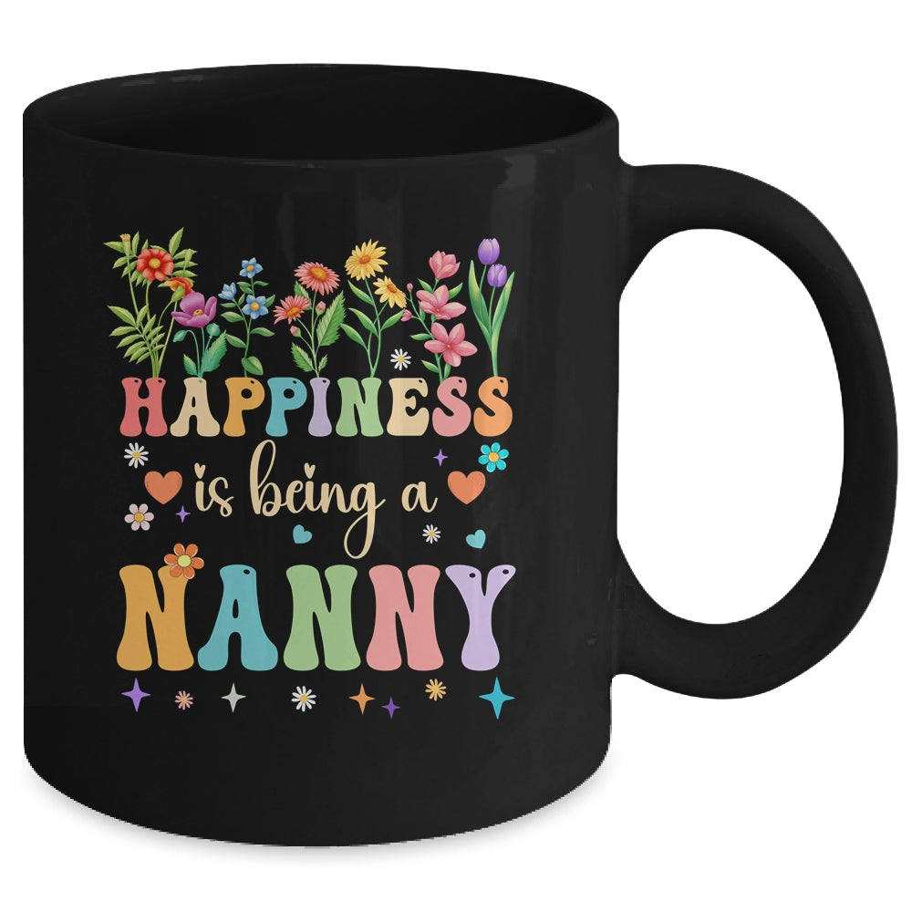 Happiness Is Being A Nanny Floral Design Nanny Mothers Day Mug | teecentury