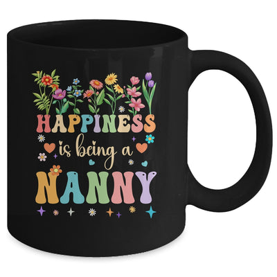 Happiness Is Being A Nanny Floral Design Nanny Mothers Day Mug | teecentury