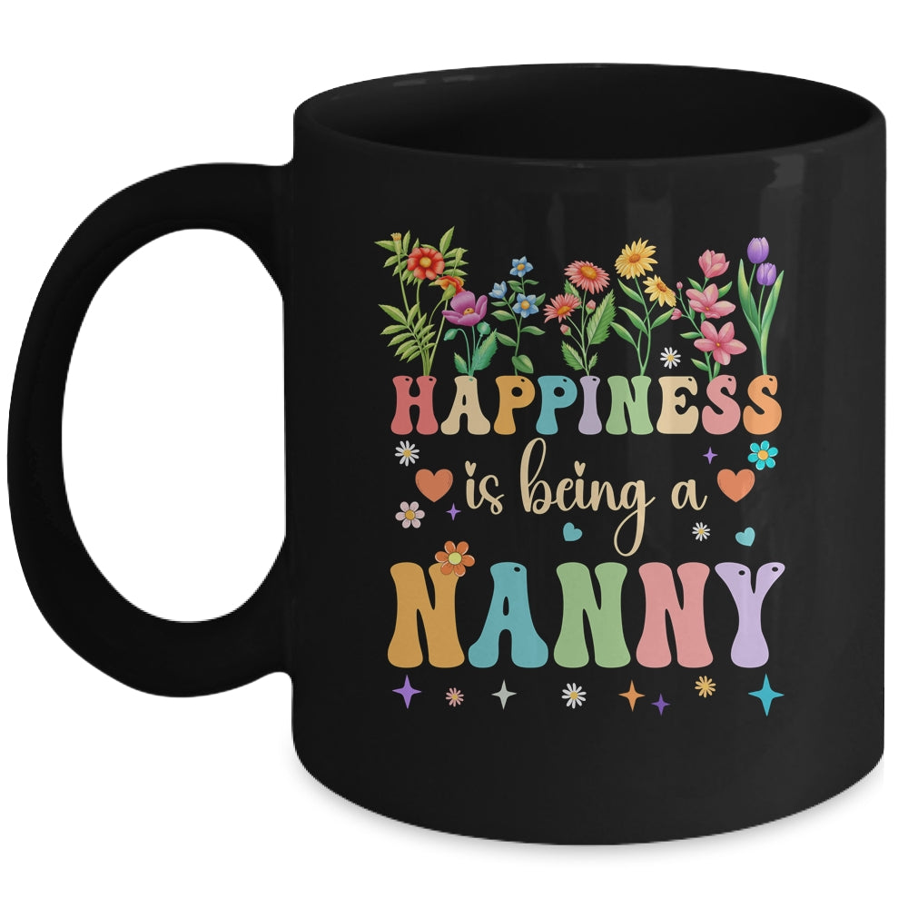 Happiness Is Being A Nanny Floral Design Nanny Mothers Day Mug | teecentury