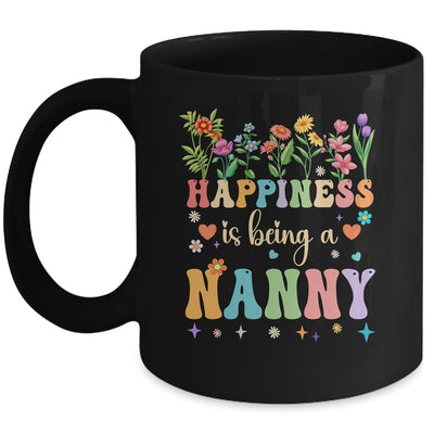 Happiness Is Being A Nanny Floral Design Nanny Mothers Day Mug | teecentury