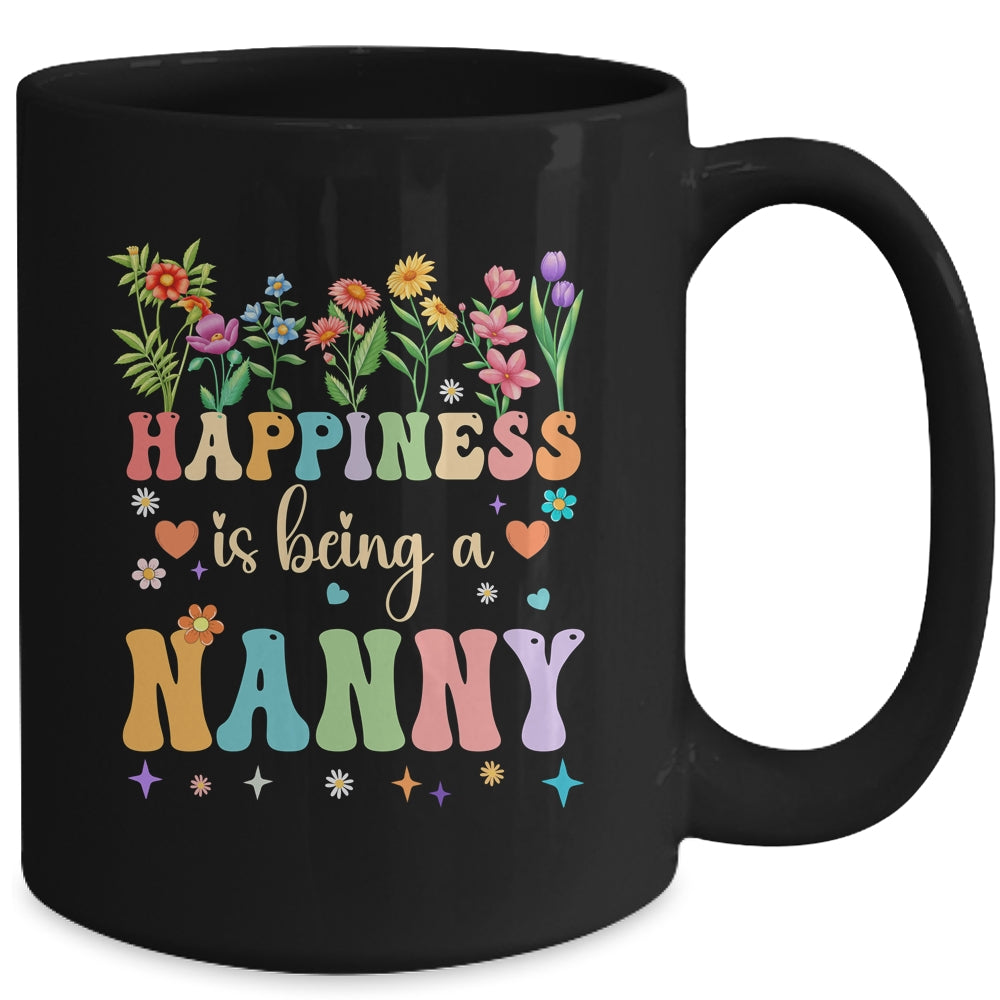 Happiness Is Being A Nanny Floral Design Nanny Mothers Day Mug | teecentury