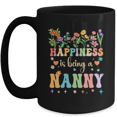 Happiness Is Being A Nanny Floral Design Nanny Mothers Day Mug | teecentury