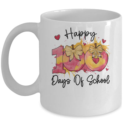 Happy 100 Day Of School Coquette Bow Pencil Teacher Mug | teecentury