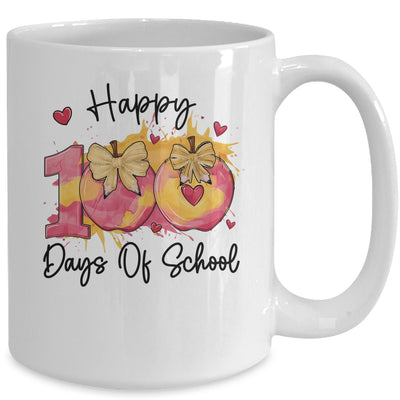 Happy 100 Day Of School Coquette Bow Pencil Teacher Mug | teecentury