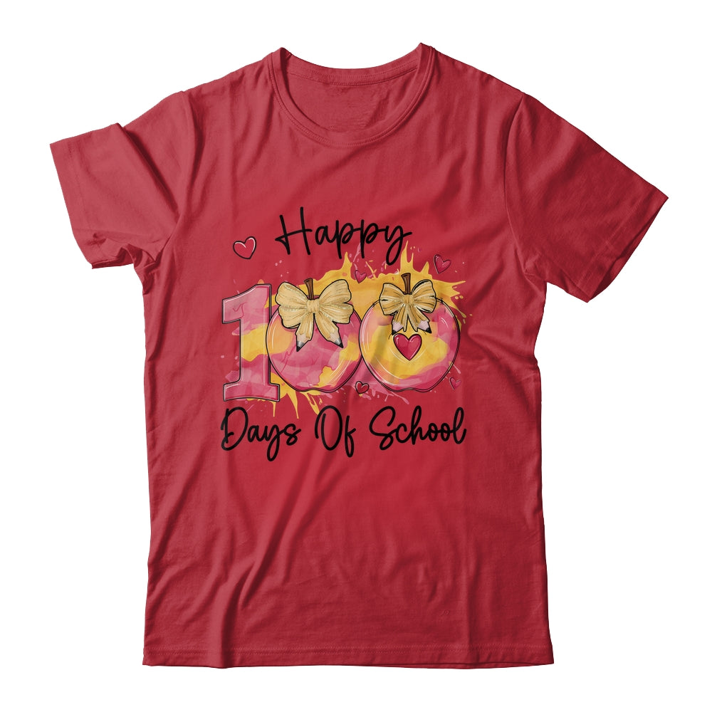 Happy 100 Day Of School Coquette Bow Pencil Teacher Shirt & Hoodie | teecentury