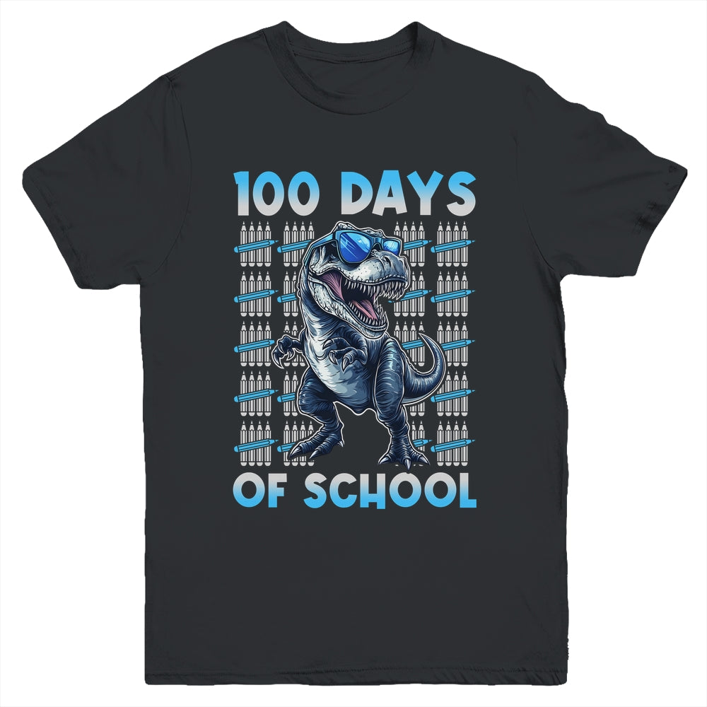 Happy 100 Days Of School T-Rex 100th Dinosaur Kids Boys Youth Shirt | teecentury