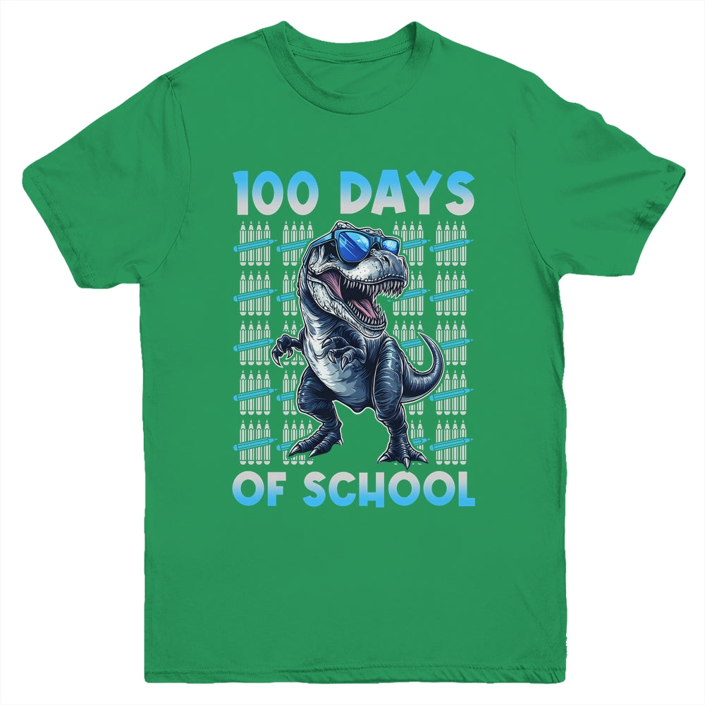 Happy 100 Days Of School T-Rex 100th Dinosaur Kids Boys Youth Shirt | teecentury