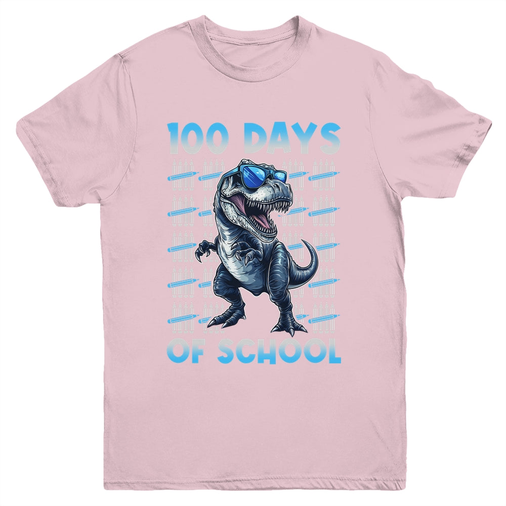 Happy 100 Days Of School T-Rex 100th Dinosaur Kids Boys Youth Shirt | teecentury