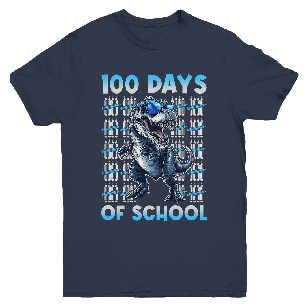 Happy 100 Days Of School T-Rex 100th Dinosaur Kids Boys Youth Shirt | teecentury