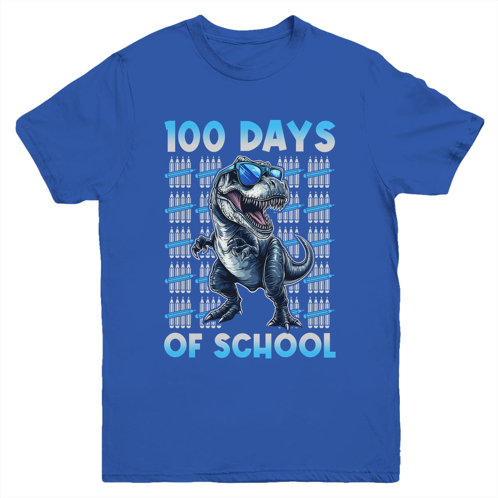 Happy 100 Days Of School T-Rex 100th Dinosaur Kids Boys Youth Shirt | teecentury