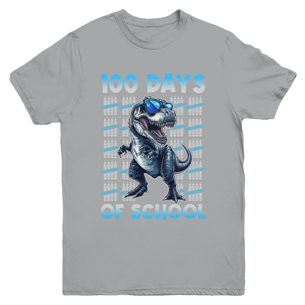Happy 100 Days Of School T-Rex 100th Dinosaur Kids Boys Youth Shirt | teecentury