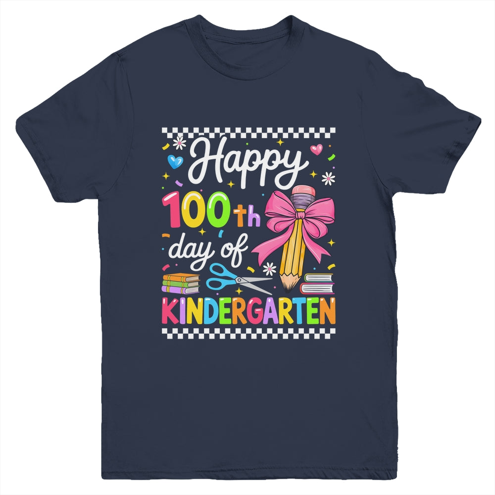 Happy 100 Days Of School Teacher Kindergarten Girls Kids Youth Shirt | teecentury