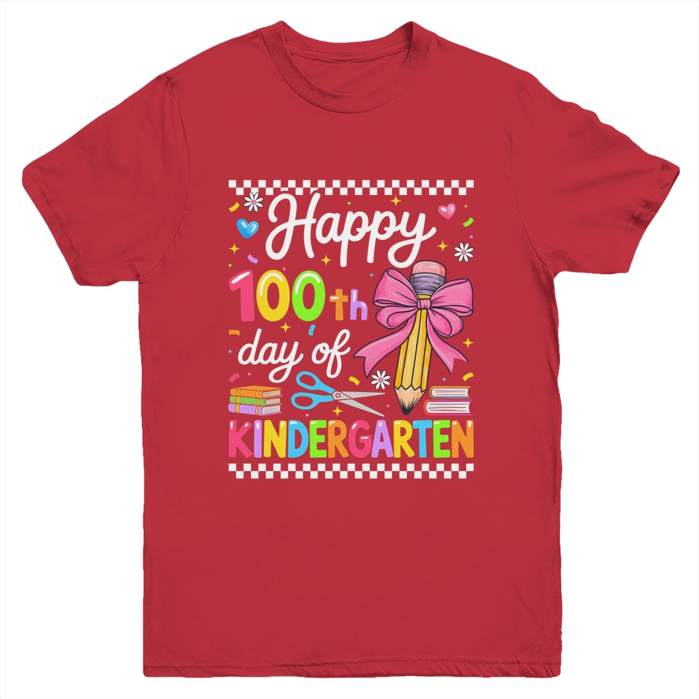 Happy 100 Days Of School Teacher Kindergarten Girls Kids Youth Shirt | teecentury