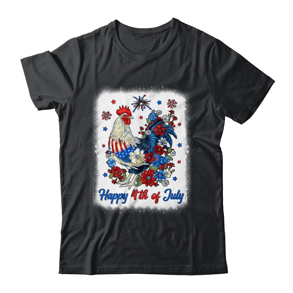 Happy 4th Of July Floral Chicken Flowers Patriotic Usa Flag Shirt & Tank Top | teecentury