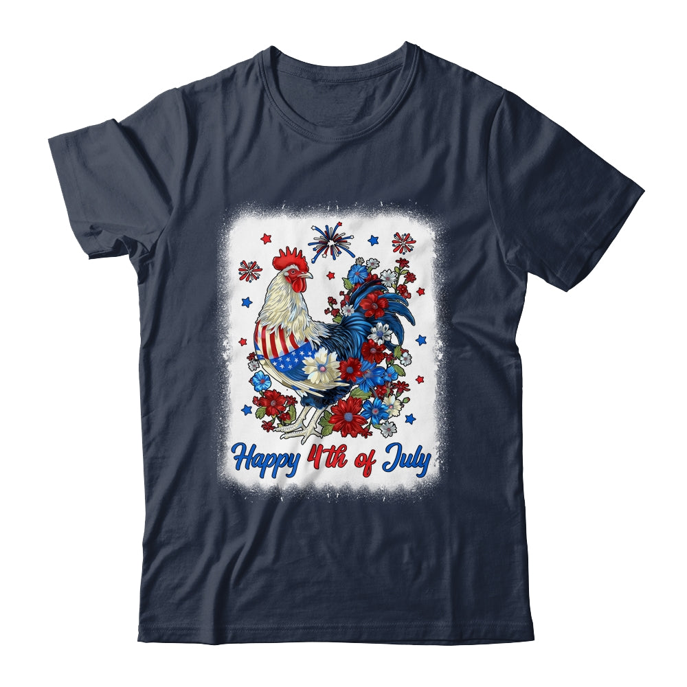 Happy 4th Of July Floral Chicken Flowers Patriotic Usa Flag Shirt & Tank Top | teecentury