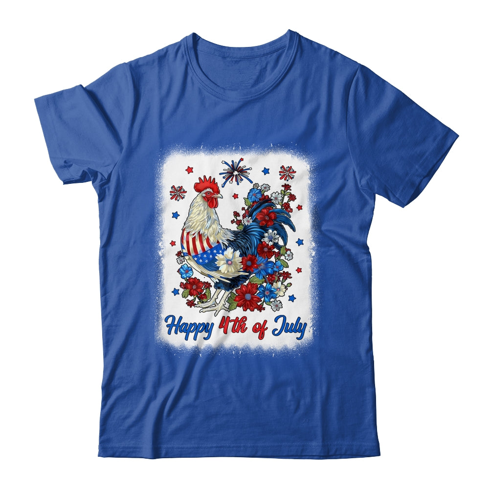 Happy 4th Of July Floral Chicken Flowers Patriotic Usa Flag Shirt & Tank Top | teecentury