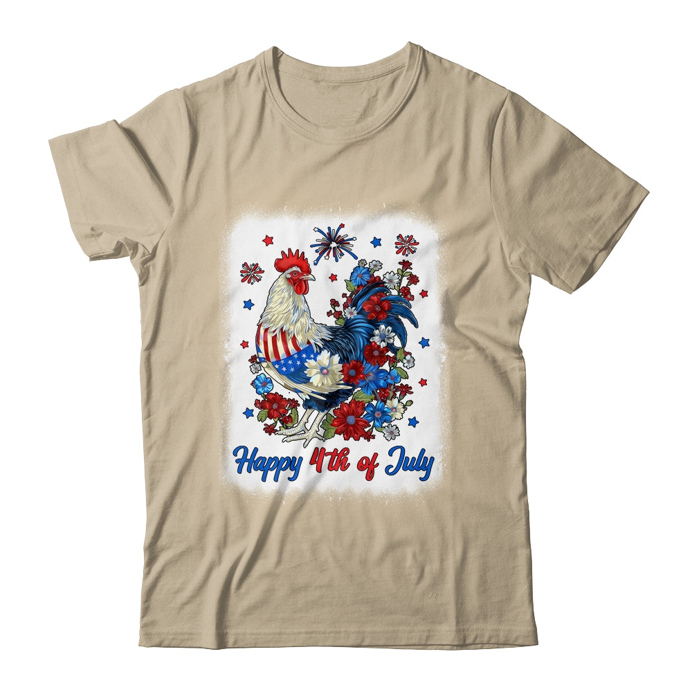Happy 4th Of July Floral Chicken Flowers Patriotic Usa Flag Shirt & Tank Top | teecentury