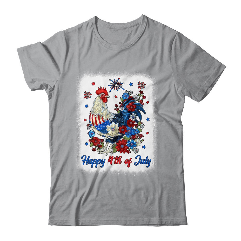 Happy 4th Of July Floral Chicken Flowers Patriotic Usa Flag Shirt & Tank Top | teecentury