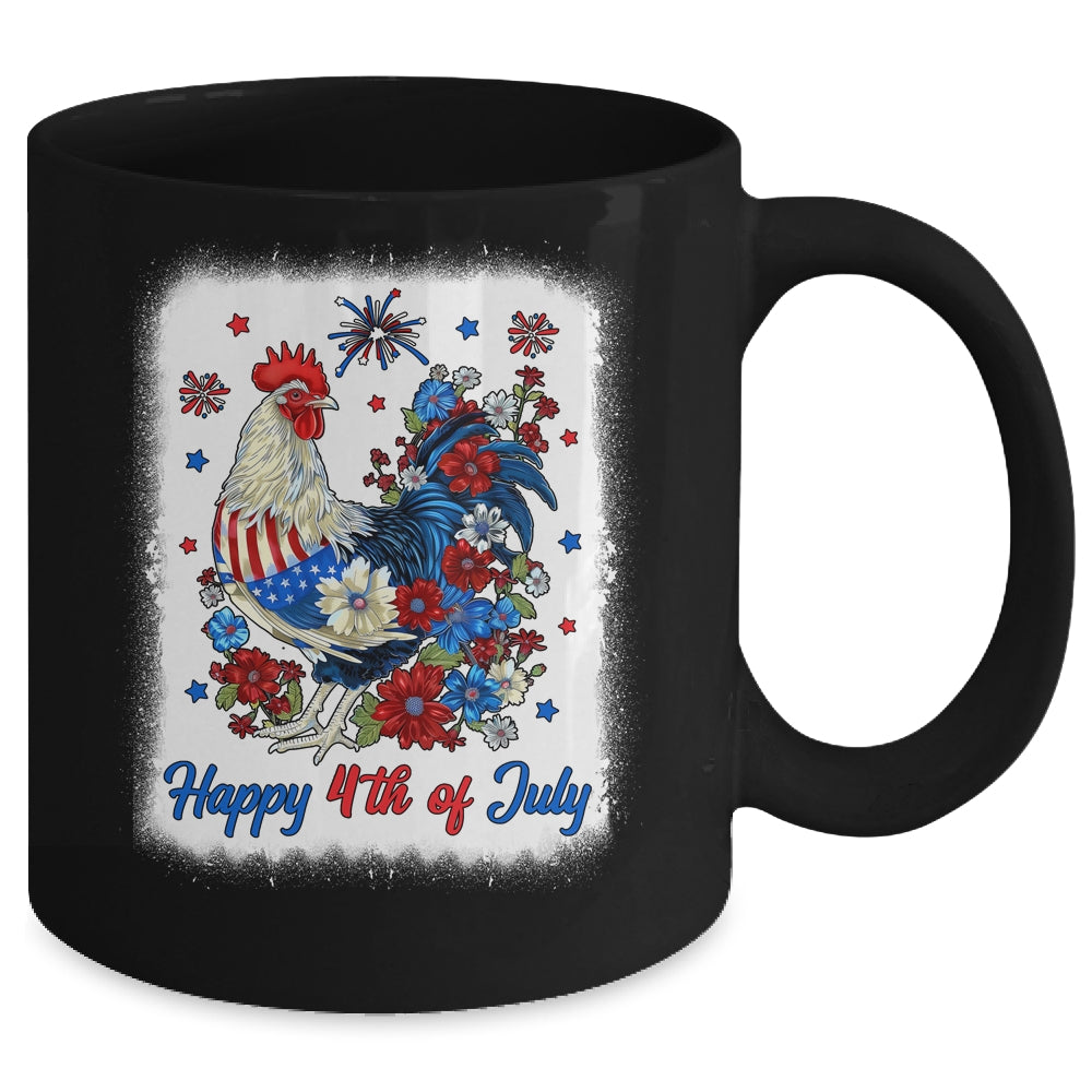 Happy 4th Of July Floral Chicken Flowers Patriotic Usa Flag Mug | teecentury