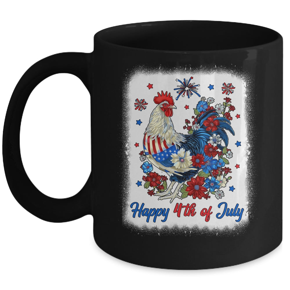 Happy 4th Of July Floral Chicken Flowers Patriotic Usa Flag Mug | teecentury