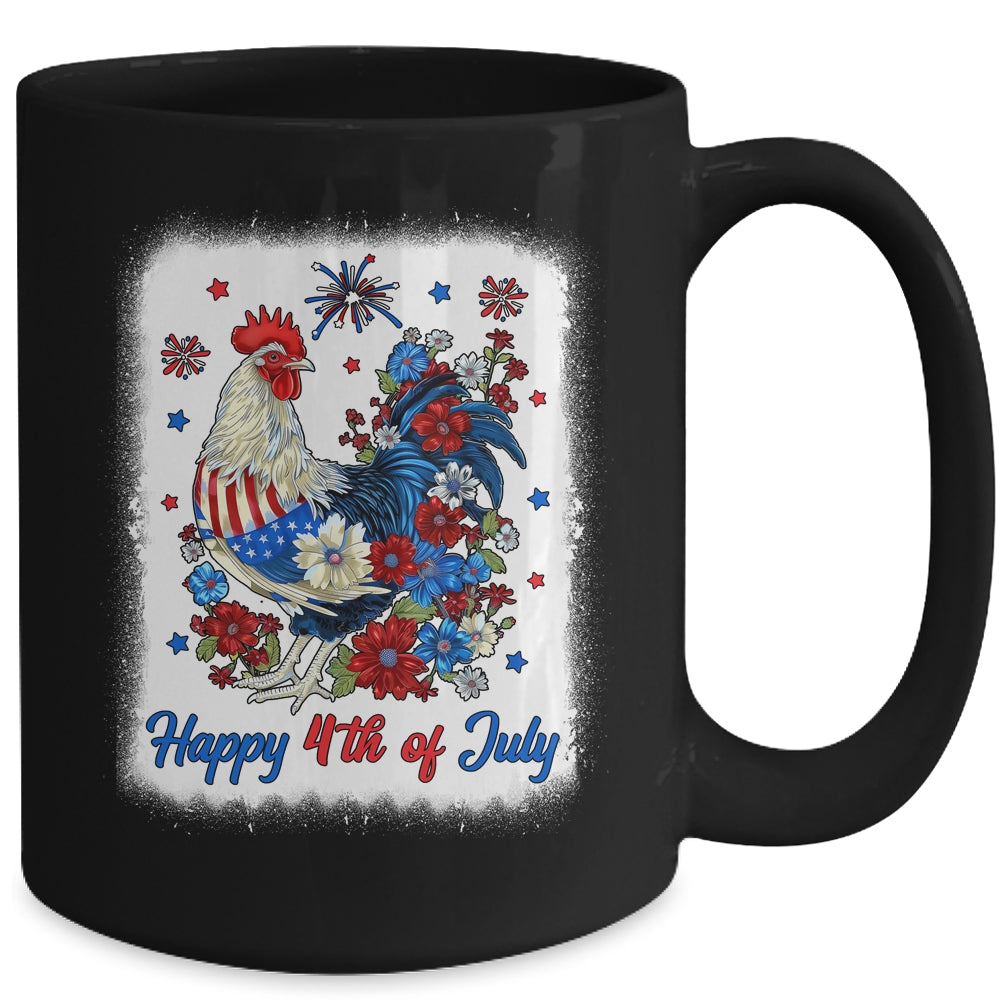 Happy 4th Of July Floral Chicken Flowers Patriotic Usa Flag Mug | teecentury
