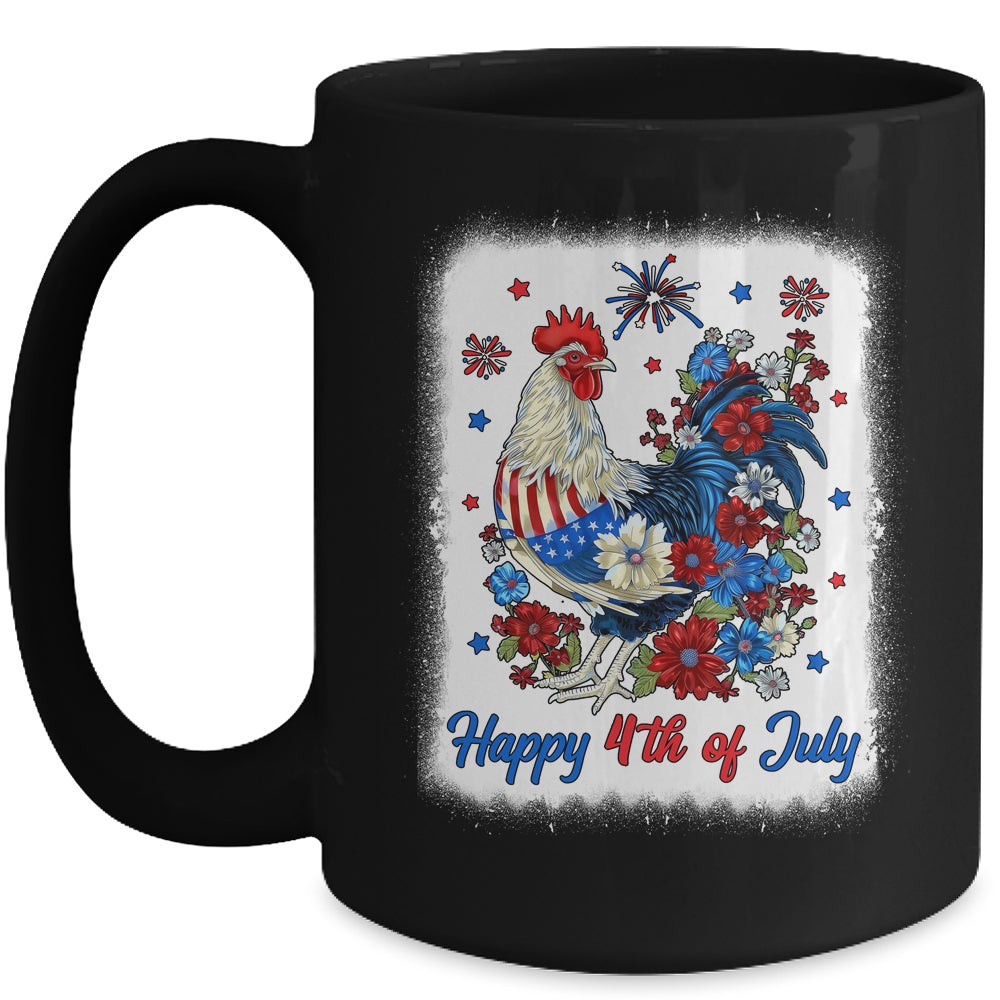 Happy 4th Of July Floral Chicken Flowers Patriotic Usa Flag Mug | teecentury