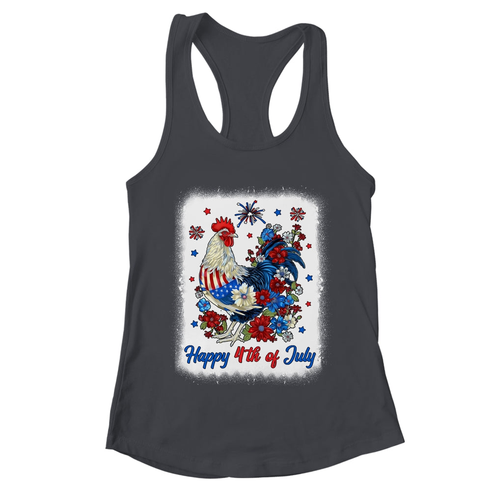 Happy 4th Of July Floral Chicken Flowers Patriotic Usa Flag Shirt & Tank Top | teecentury