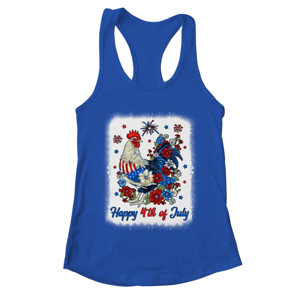 Happy 4th Of July Floral Chicken Flowers Patriotic Usa Flag Shirt & Tank Top | teecentury