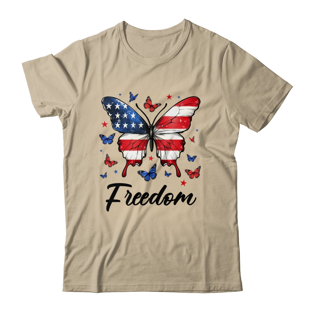 Happy 4th Of July Patriotic American Flag Freedom Butterfly Shirt & Tank Top | teecentury
