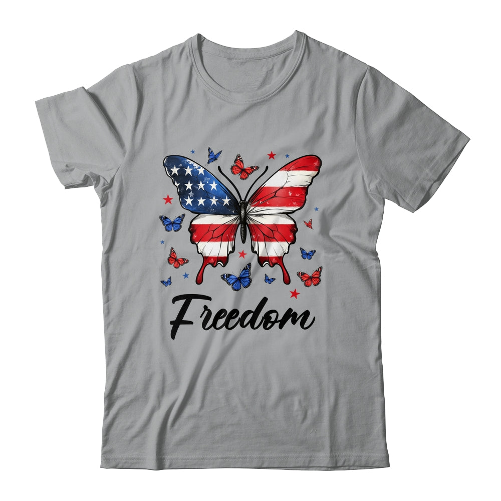 Happy 4th Of July Patriotic American Flag Freedom Butterfly Shirt & Tank Top | teecentury