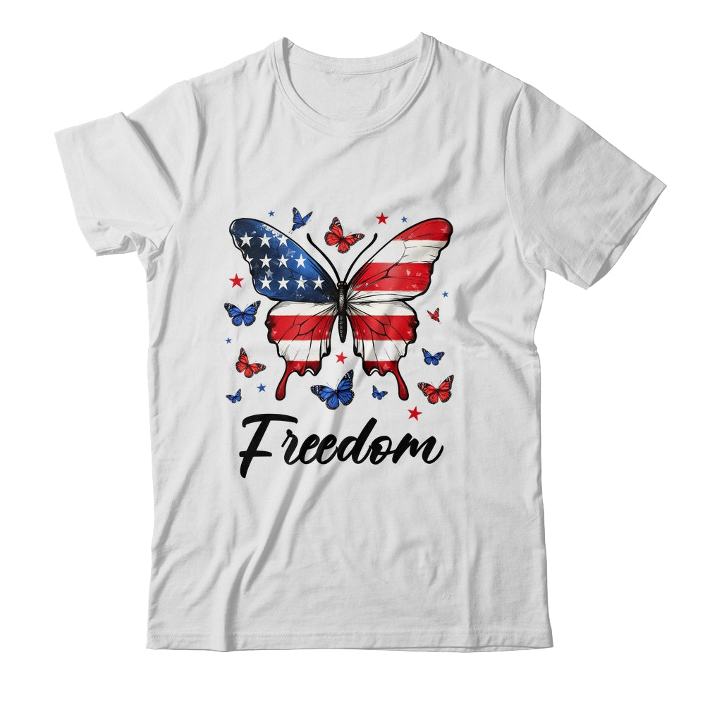 Happy 4th Of July Patriotic American Flag Freedom Butterfly Shirt & Tank Top | teecentury