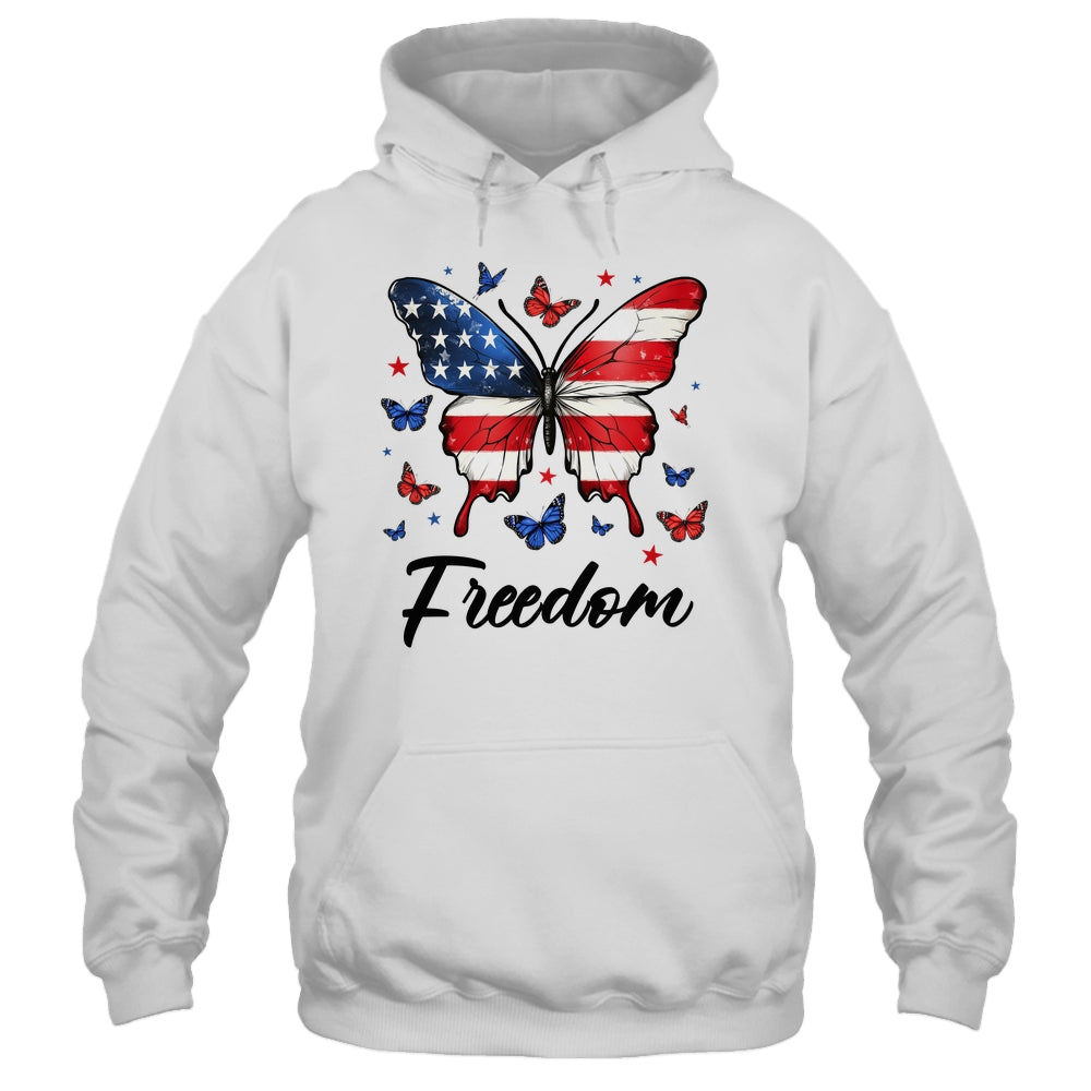Happy 4th Of July Patriotic American Flag Freedom Butterfly Shirt & Tank Top | teecentury
