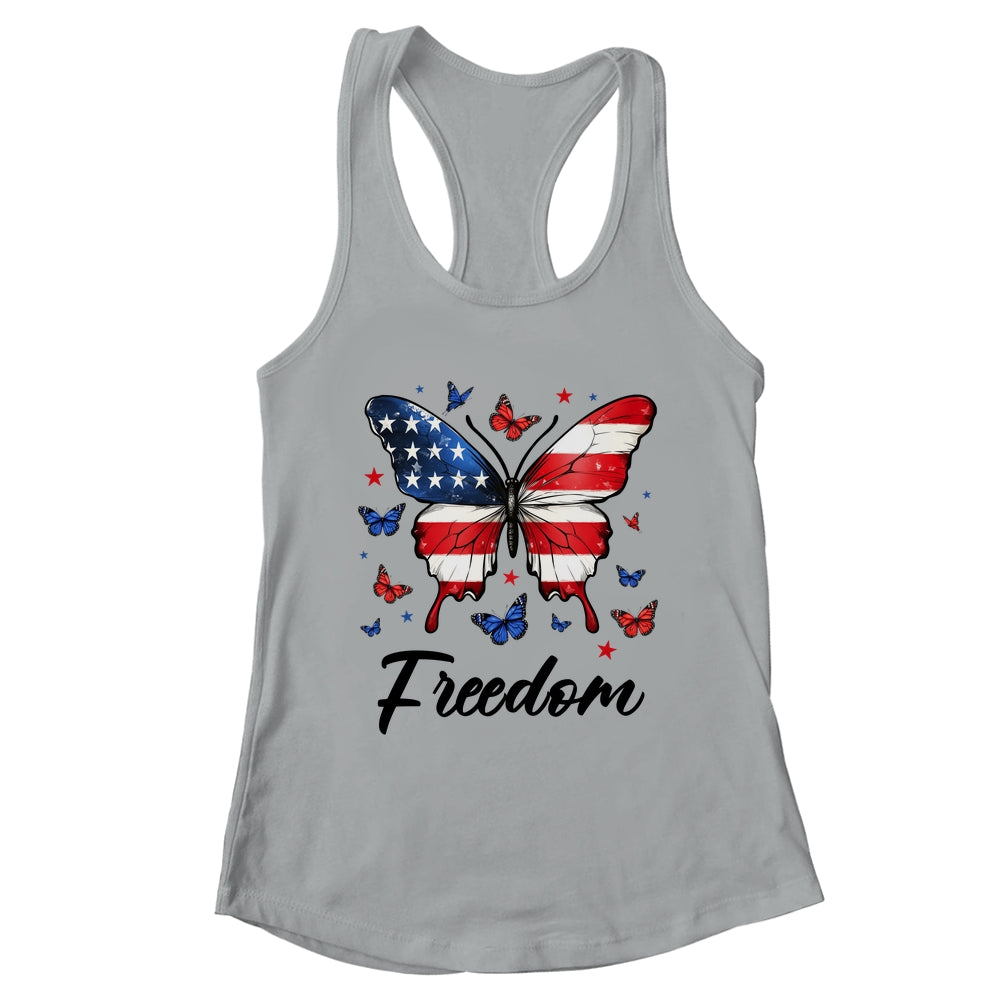 Happy 4th Of July Patriotic American Flag Freedom Butterfly Shirt & Tank Top | teecentury