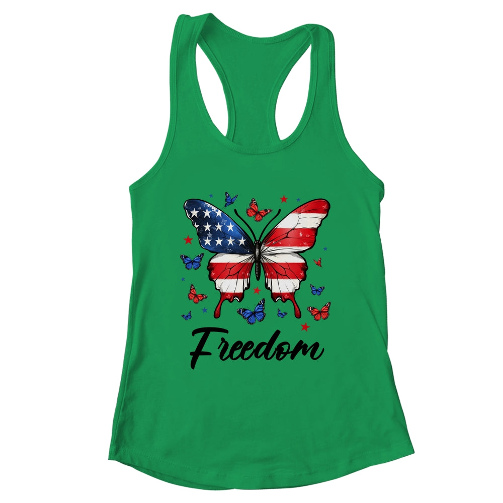 Happy 4th Of July Patriotic American Flag Freedom Butterfly Shirt & Tank Top | teecentury