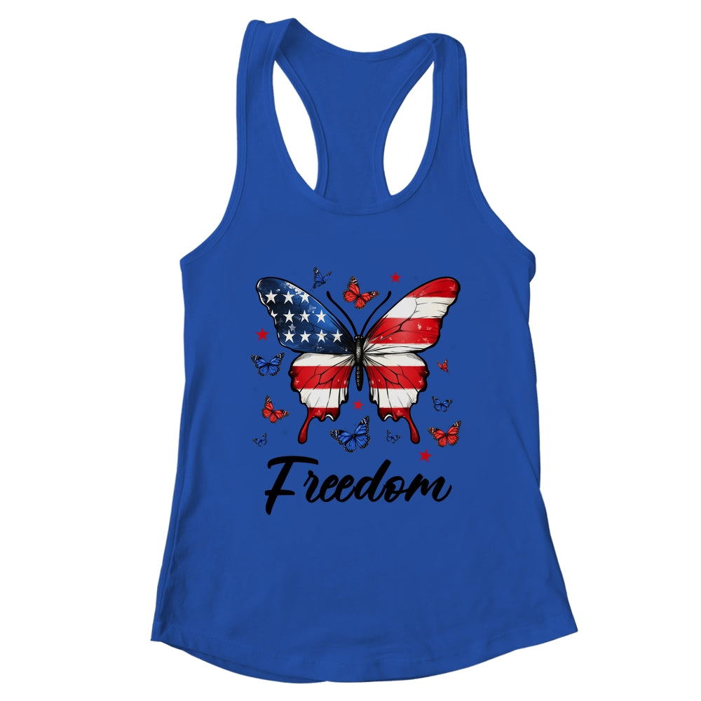 Happy 4th Of July Patriotic American Flag Freedom Butterfly Shirt & Tank Top | teecentury