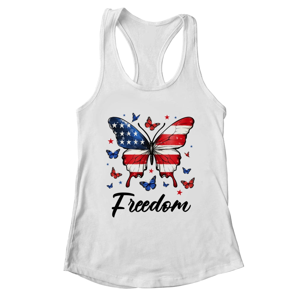 Happy 4th Of July Patriotic American Flag Freedom Butterfly Shirt & Tank Top | teecentury
