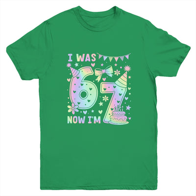 Happy 7th Birthday Girl I Was 6 Now I'm 7 Kids 6 7 Birthday Youth Shirt | teecentury