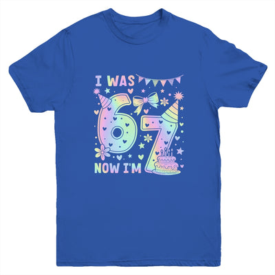 Happy 7th Birthday Girl I Was 6 Now I'm 7 Kids 6 7 Birthday Youth Shirt | teecentury