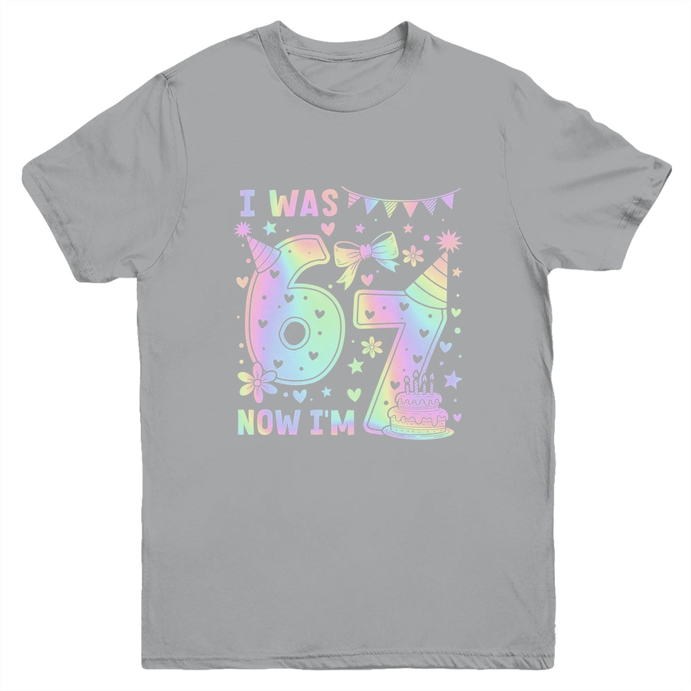 Happy 7th Birthday Girl I Was 6 Now I'm 7 Kids 6 7 Birthday Youth Shirt | teecentury