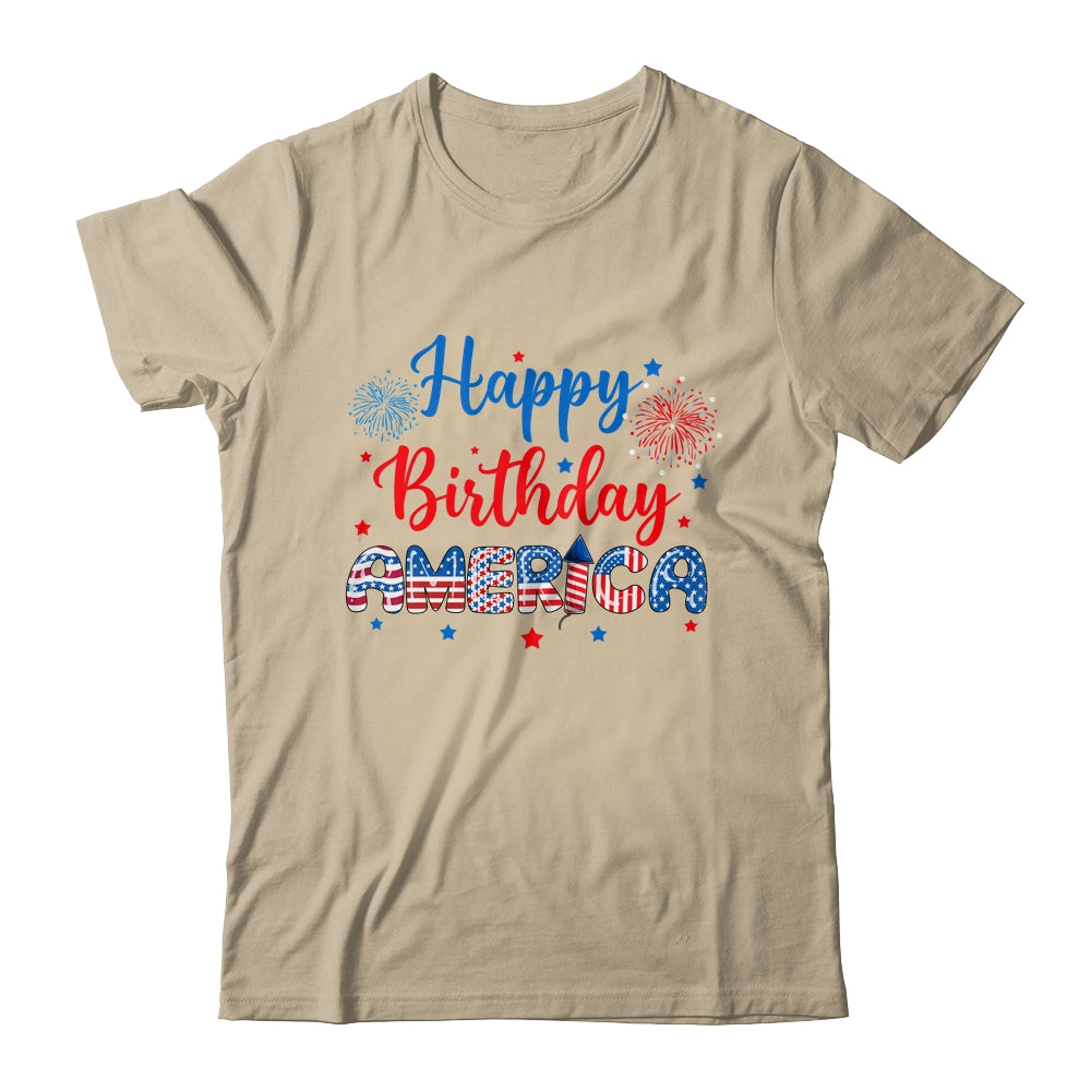 Happy Birthday America Firework USA Flag 4th Of July Freedom Shirt & Tank Top | teecentury