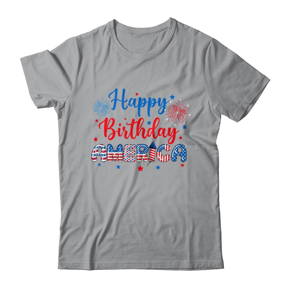 Happy Birthday America Firework USA Flag 4th Of July Freedom Shirt & Tank Top | teecentury